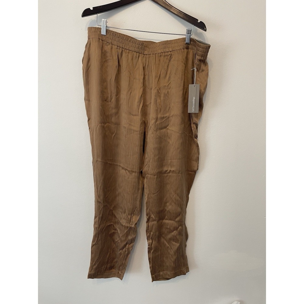 Soft Surroundings 1X Cupro Straight Leg Pants Pull On Lightweight Silky Beach - Picture 3 of 11